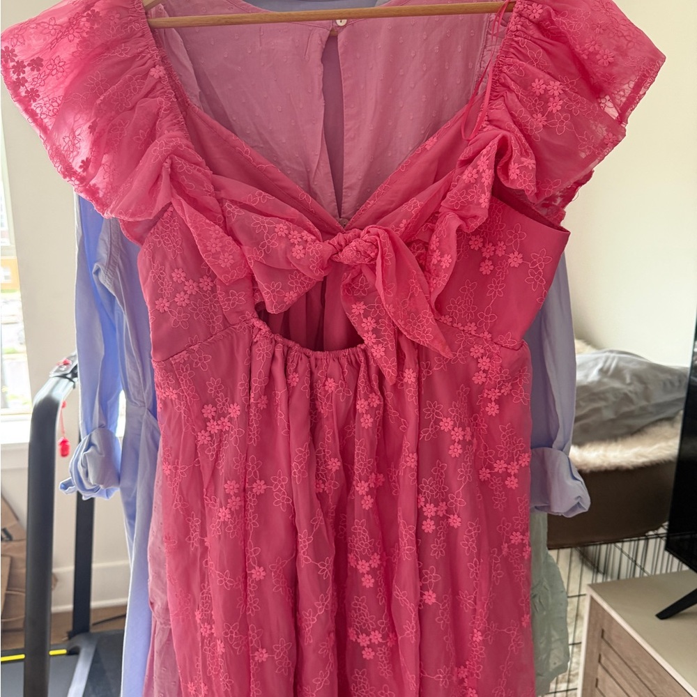 Pink Lace Ruffle Dress - Picture 2 of 2